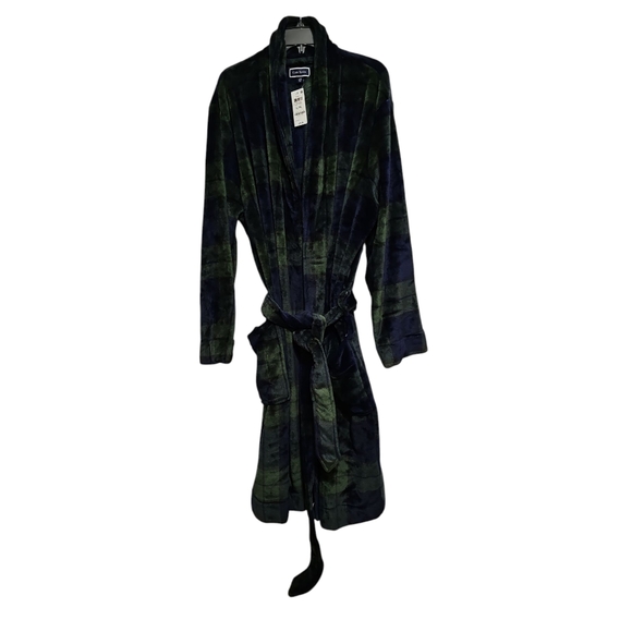 L/XL Club Room Men's Hunter Plaid Robe - Picture 1 of 10